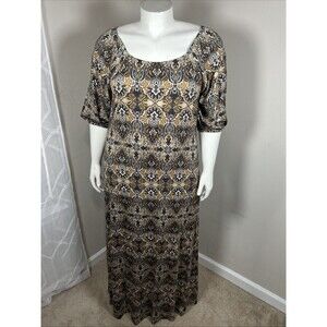 Jessica London Maxi Dress 18/20 Paisley Stretch Career Casual Modest Classic